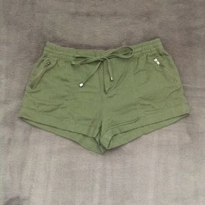 olive green drawstring shorts